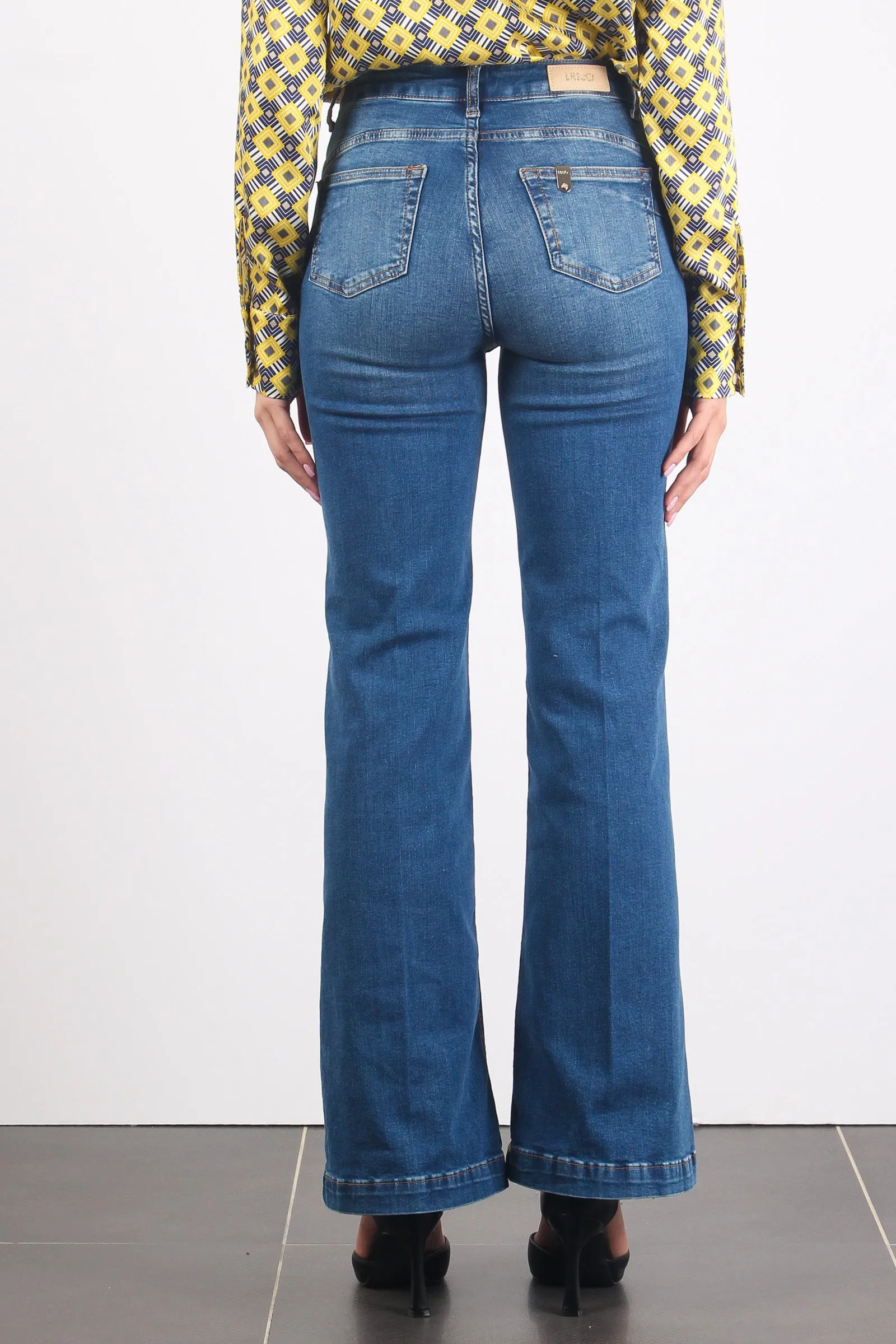 Denim Flared Buttons Medium Pants