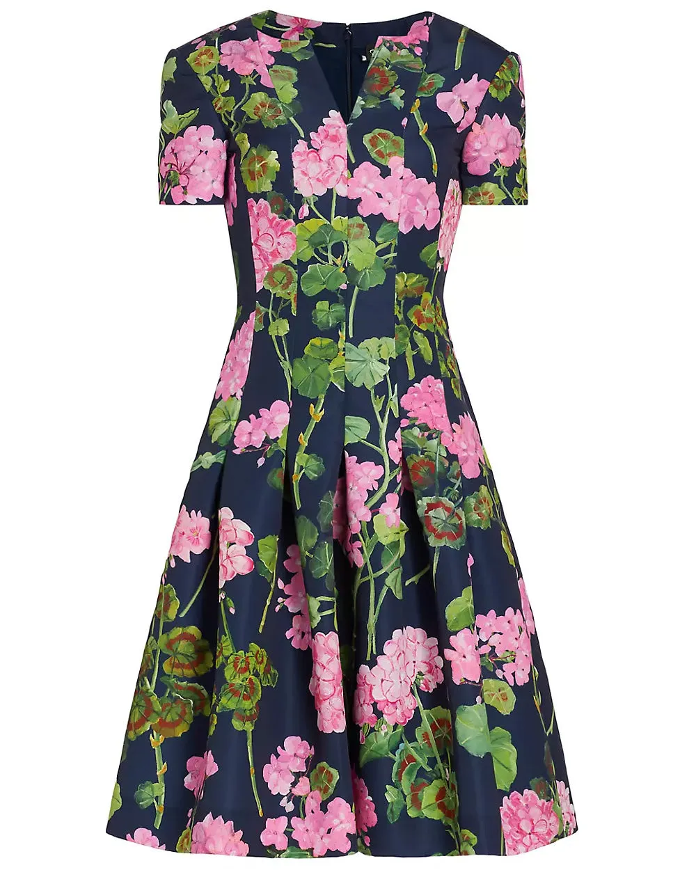 Pink Navy Geranium Faille Flare Dress