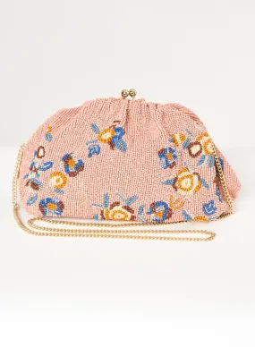 Pink Beaded Clutch Bag