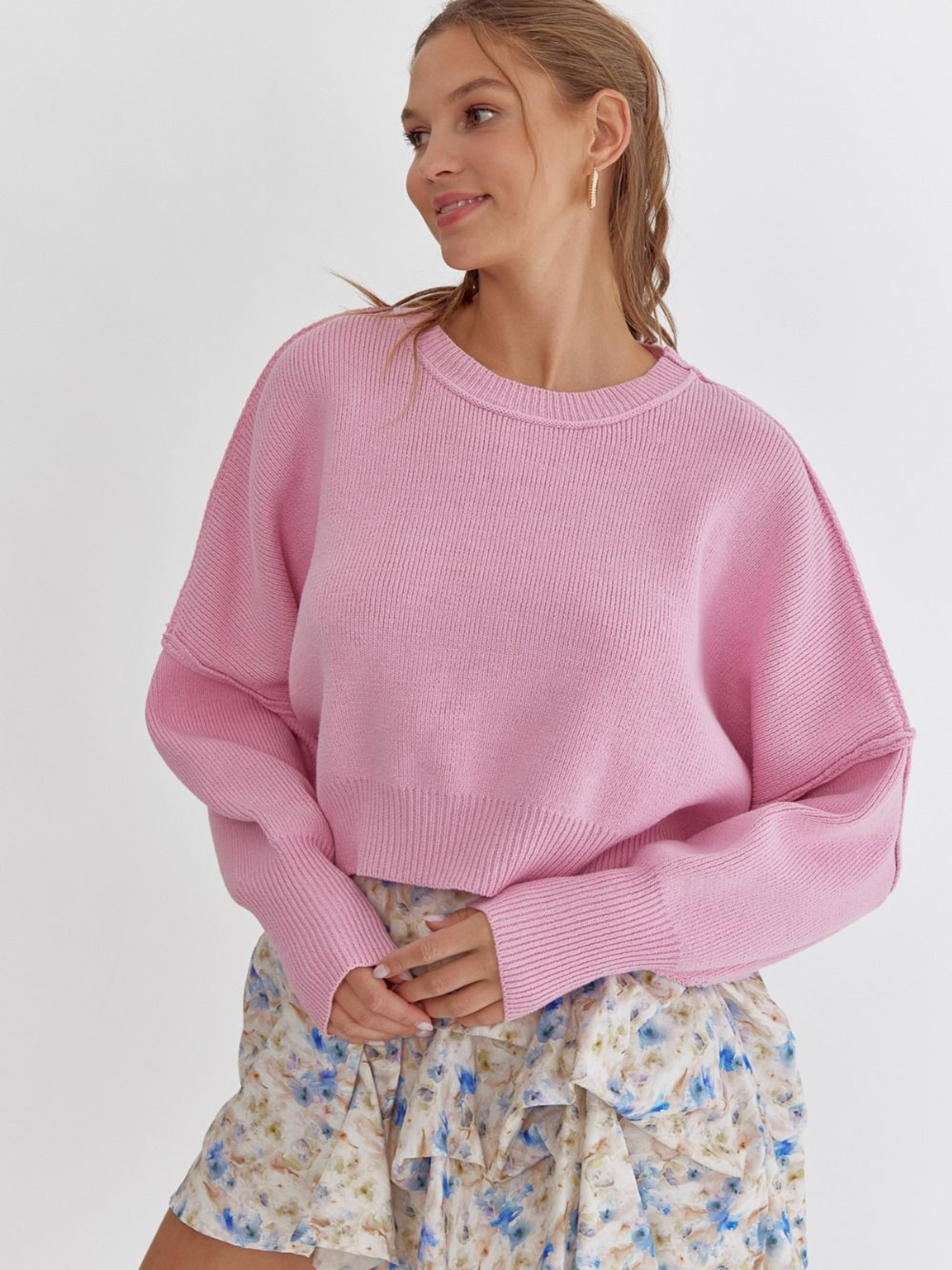 Pink Sweater Crop Top