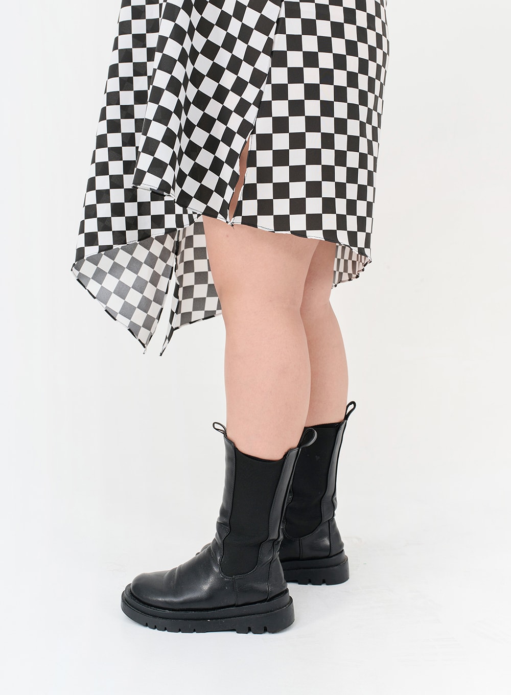 Plus Size Checked Sleeveless Dress - IG09