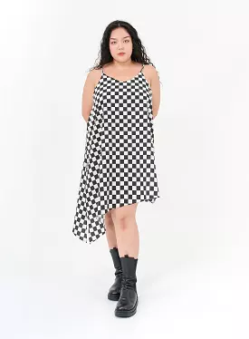 Plus Size Checked Sleeveless Dress - IG09