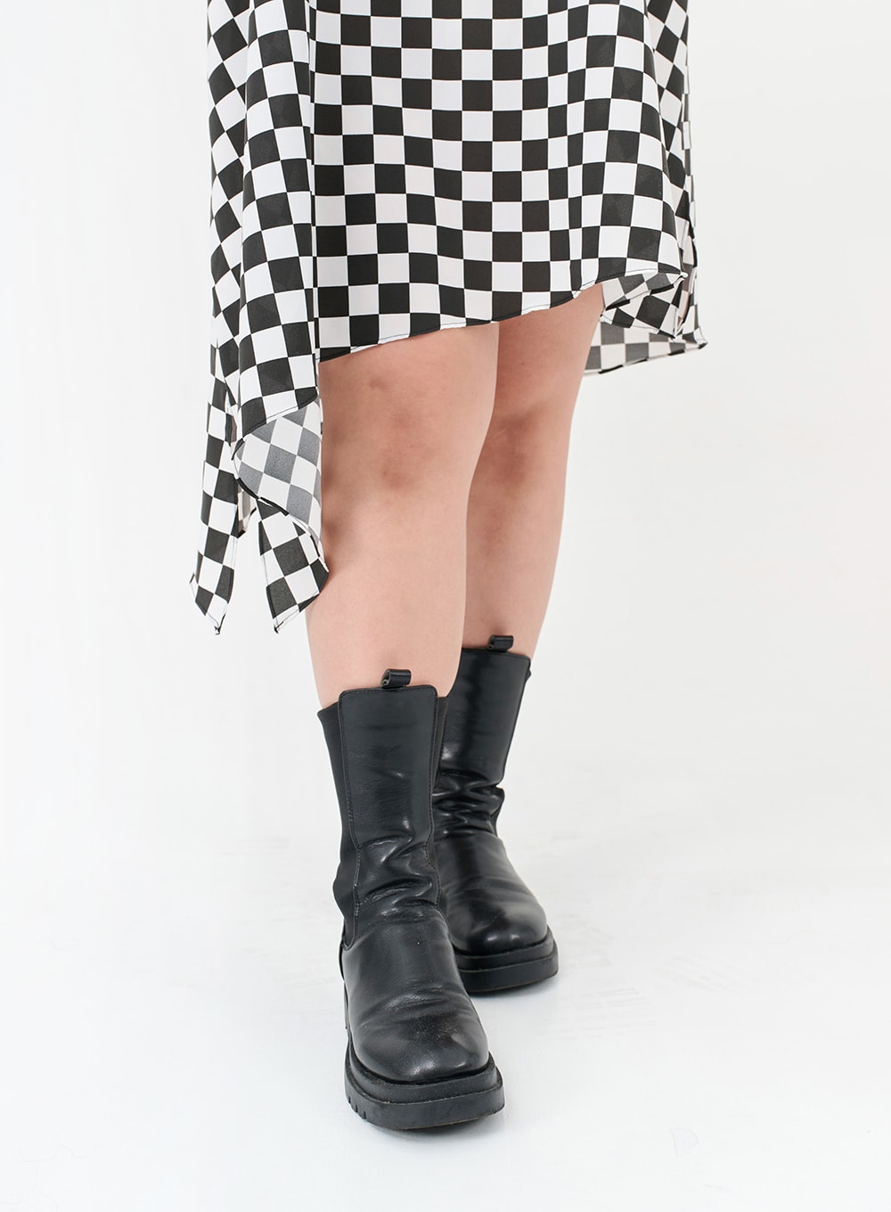 Plus Size Checked Sleeveless Dress - IG09