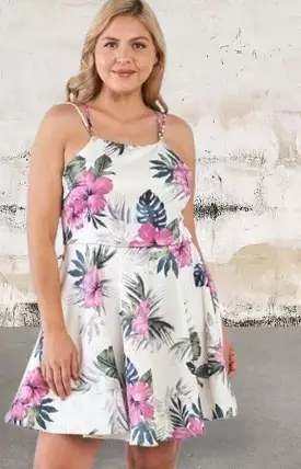 Plus Size Tropical Print Maxi Dress