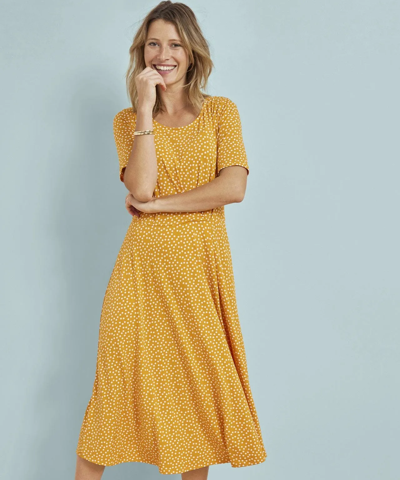 Polka-dot Flared Dress