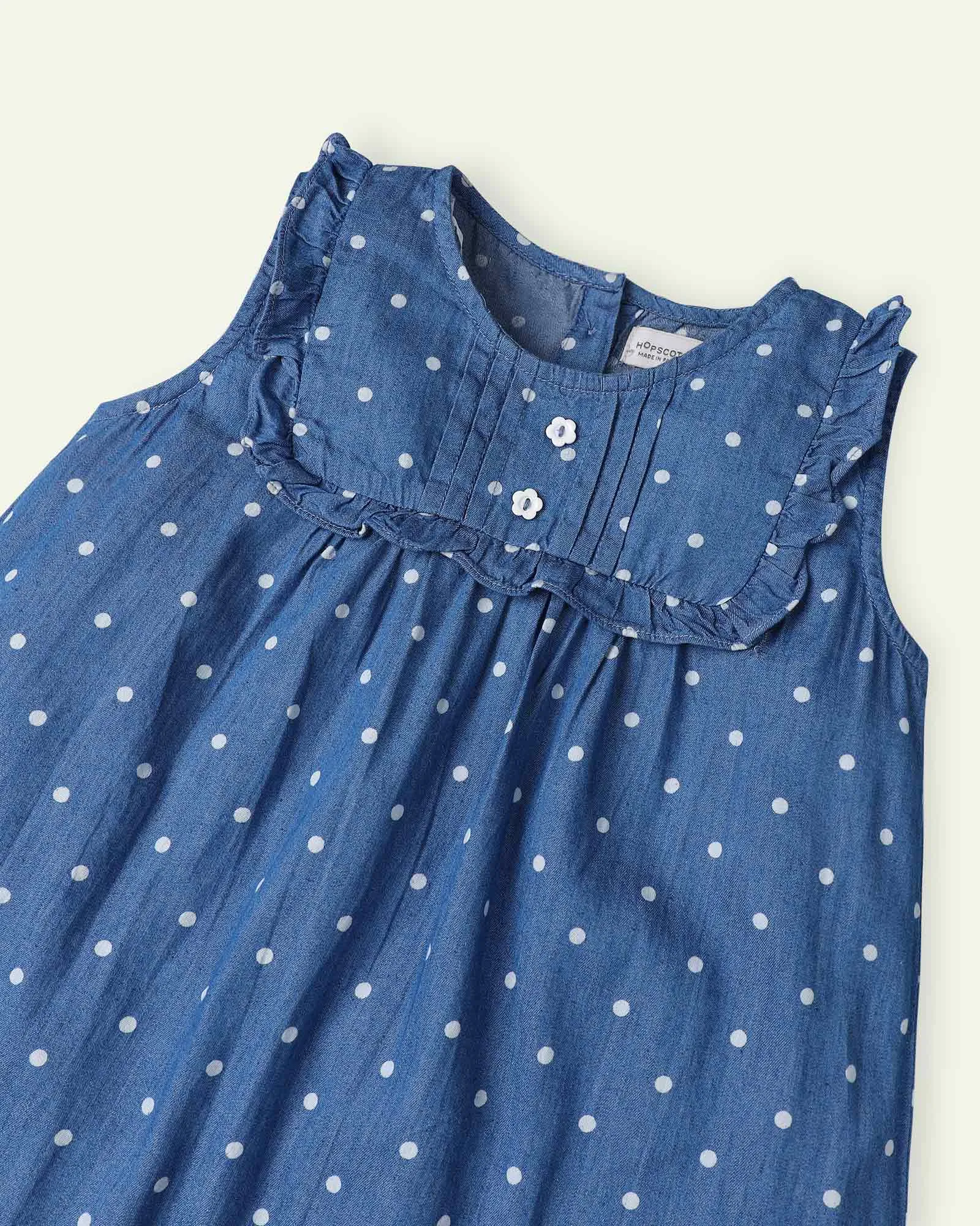 Denim Dress with Polka Dots