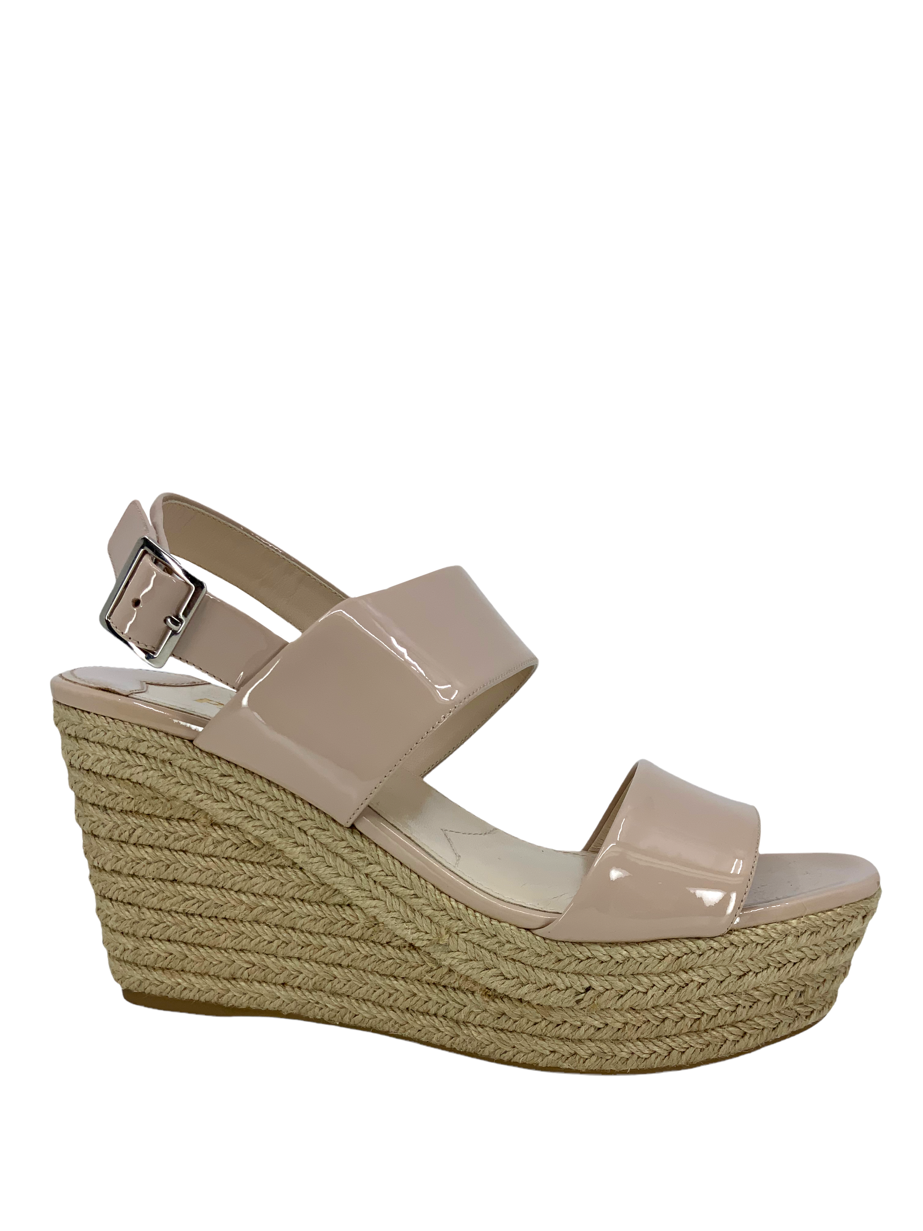 Prada Patent Leather Espadrille Wedge Sandals - Size 8.5: Shop Now