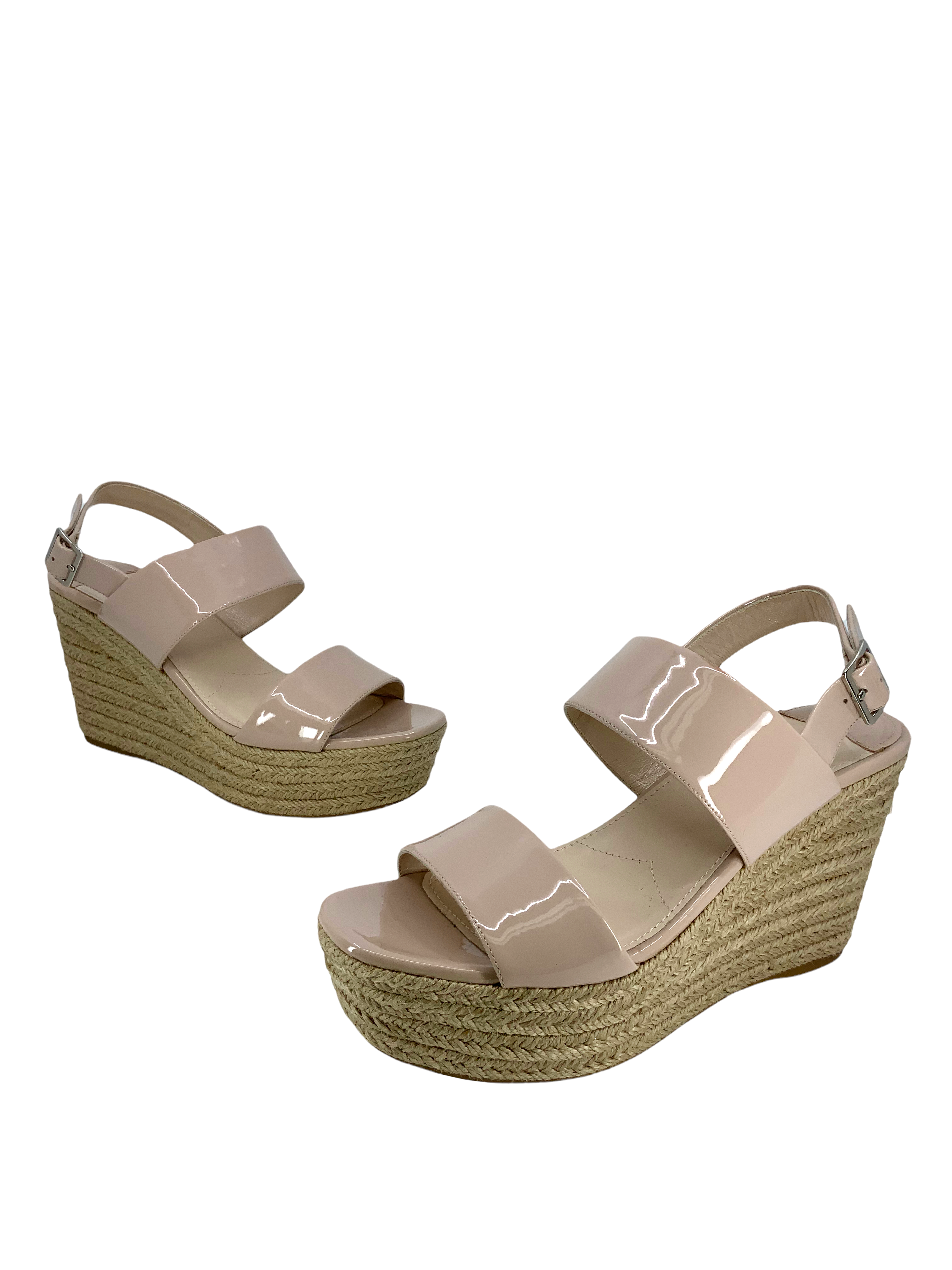 Prada Patent Leather Espadrille Wedge Sandals - Size 8.5: Shop Now