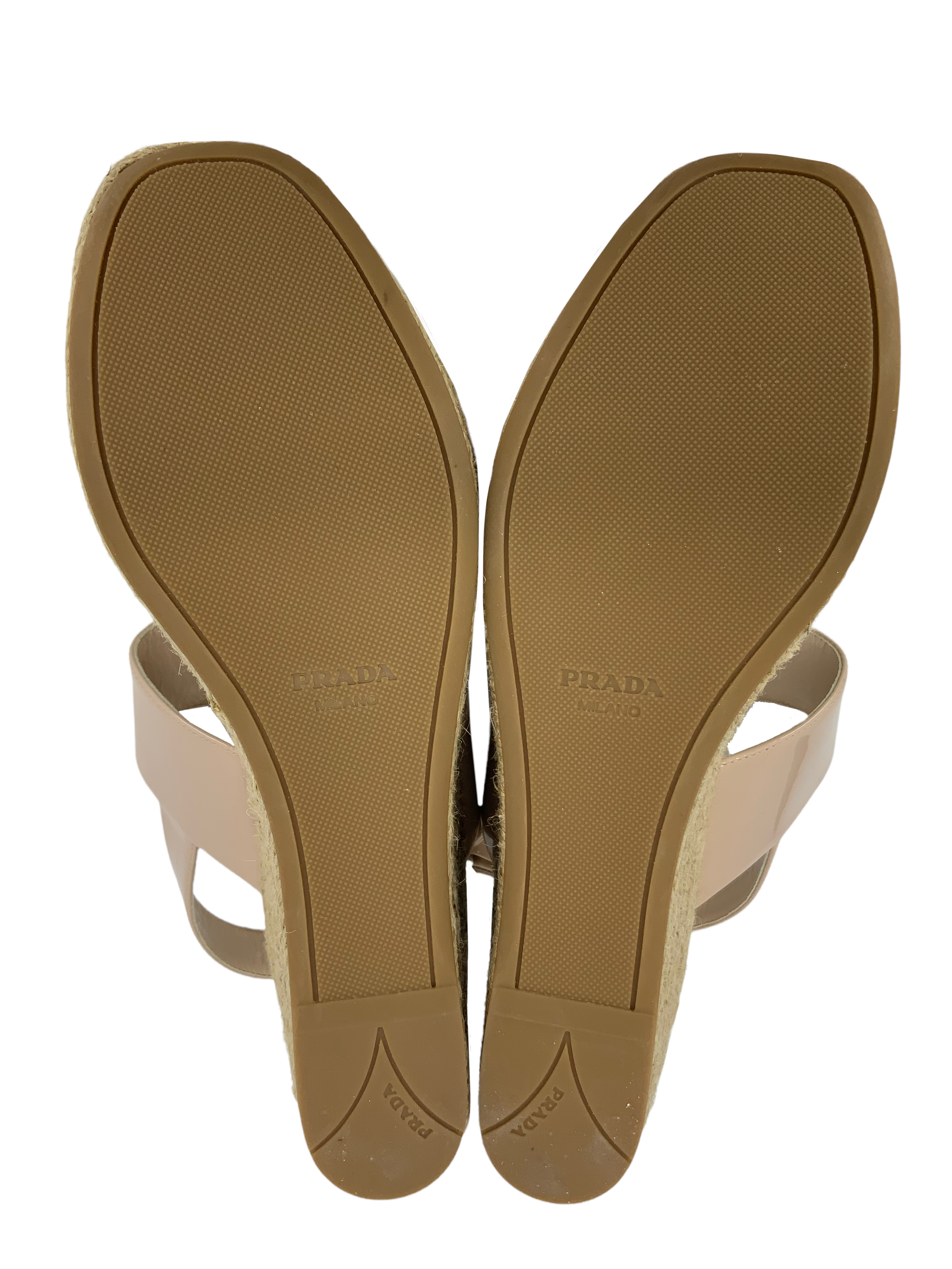 Prada Patent Leather Espadrille Wedge Sandals - Size 8.5: Shop Now