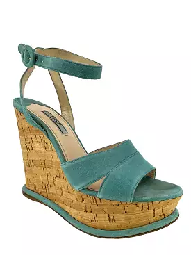 Prada Suede Cork Platform Sandals - Size 9