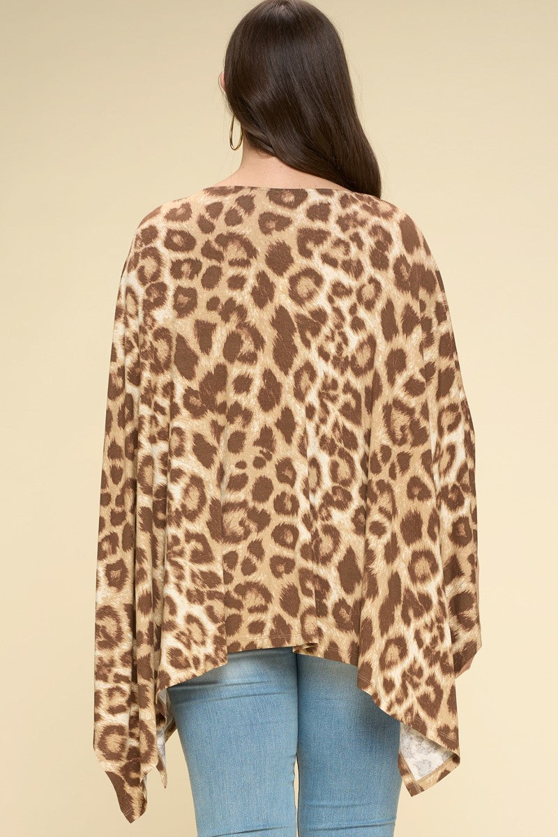 Printed Rayon Span Animal Poncho