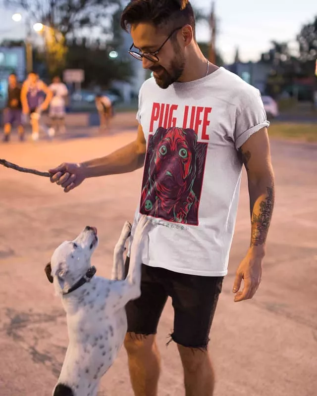 Pug Life T-shirt - White, Basic Digital Graphics