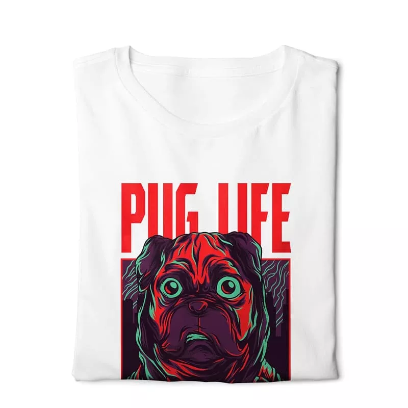 Pug Life T-shirt - White, Basic Digital Graphics