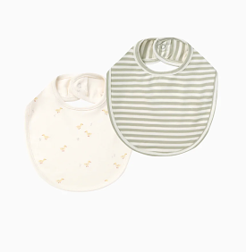 Quincy Mae - Ducks and Sage Stripe Jersey Snap Bibs