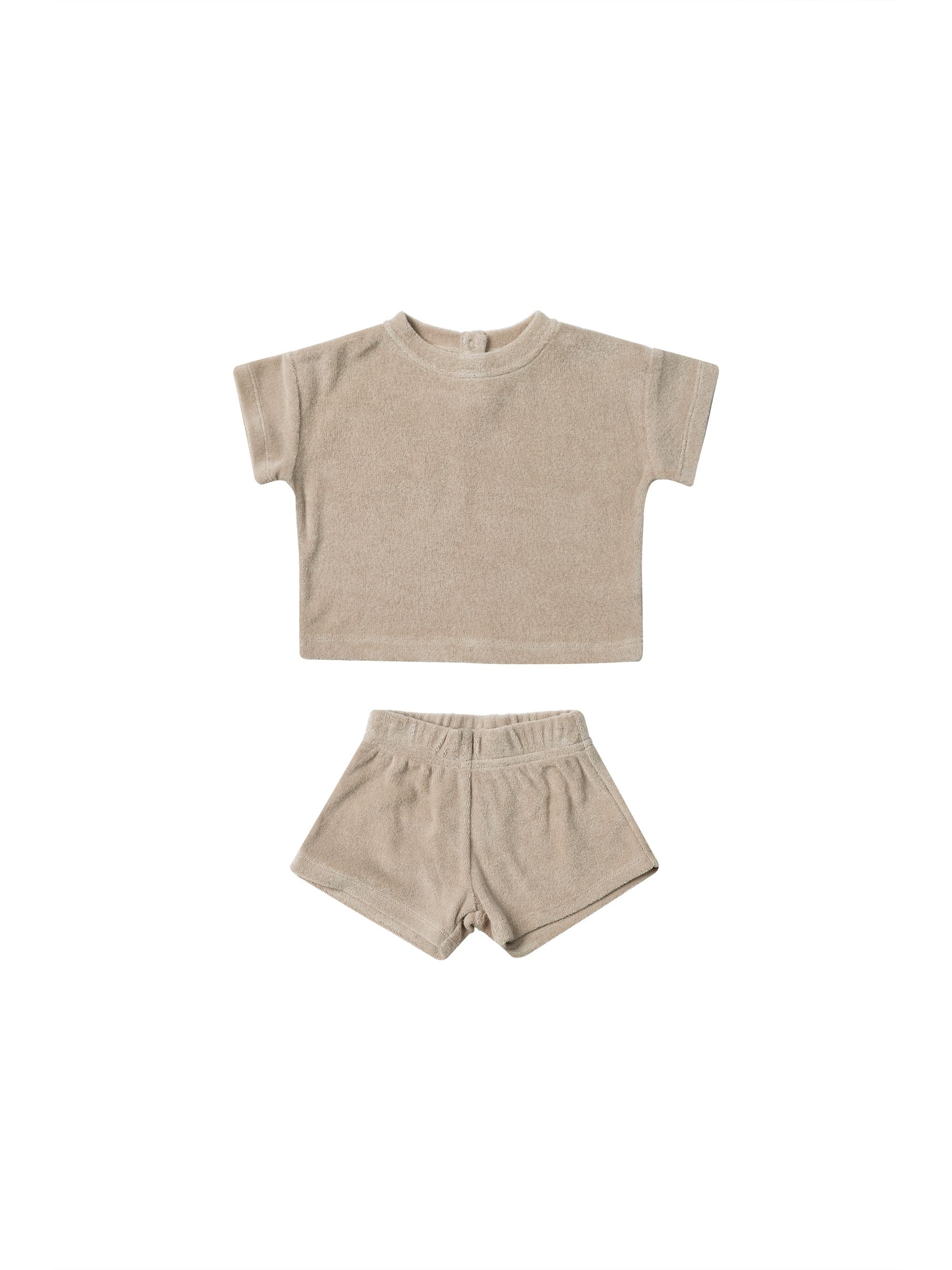 Quincy Mae - Oat Terry T-Shirt and Shorts Set