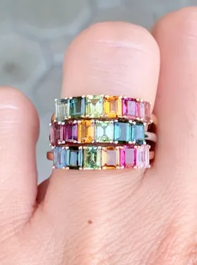 Rainbow Tourmaline Stacking Band 14K Gold R6560