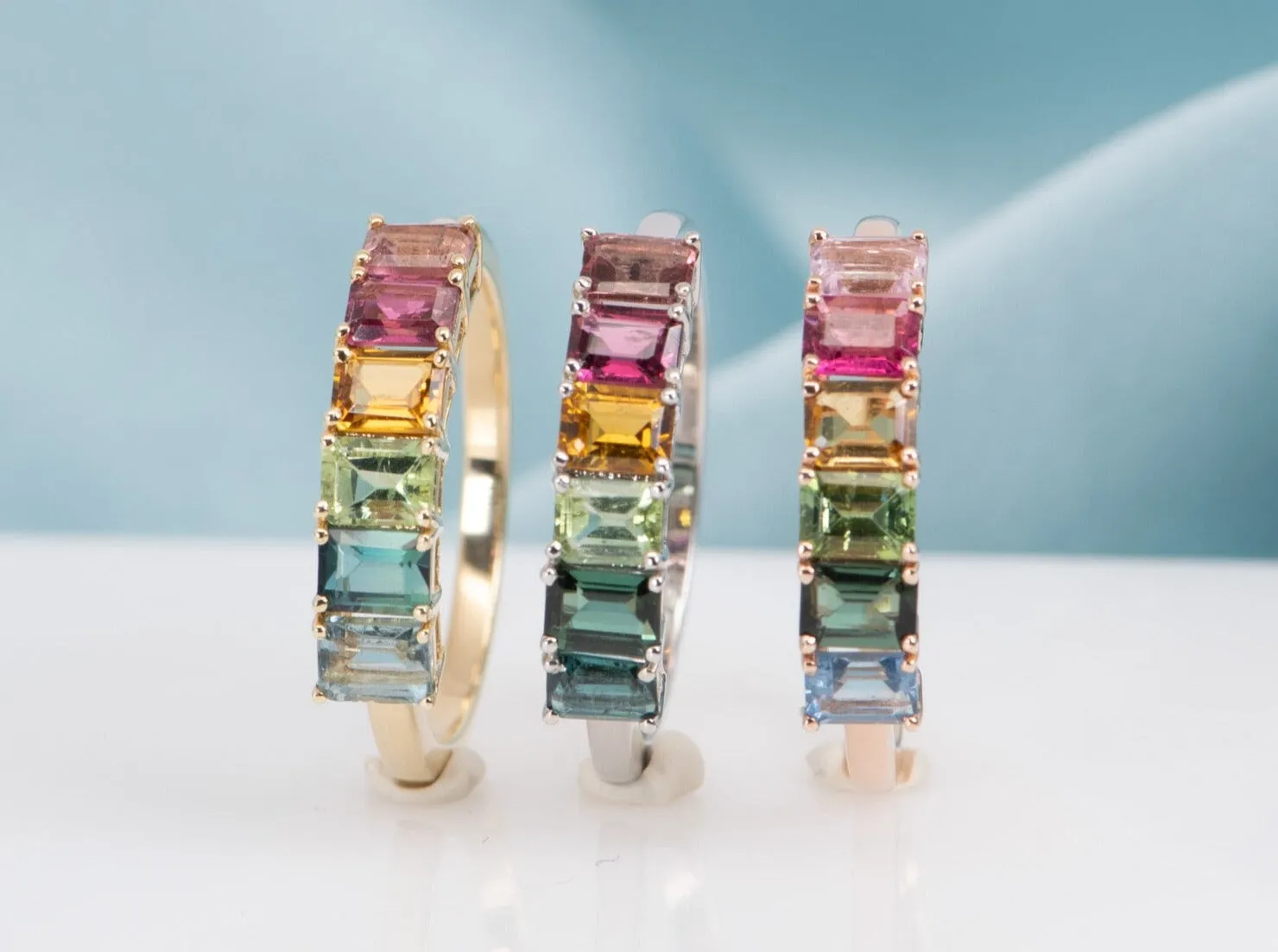 Rainbow Tourmaline Stacking Band 14K Gold R6560