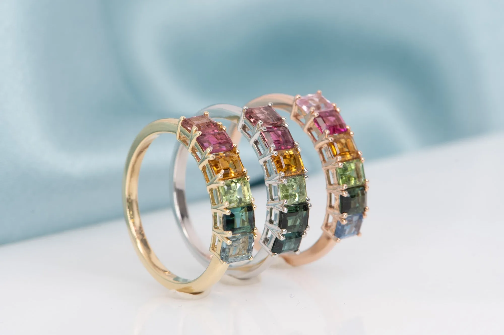 Rainbow Tourmaline Stacking Band 14K Gold R6560