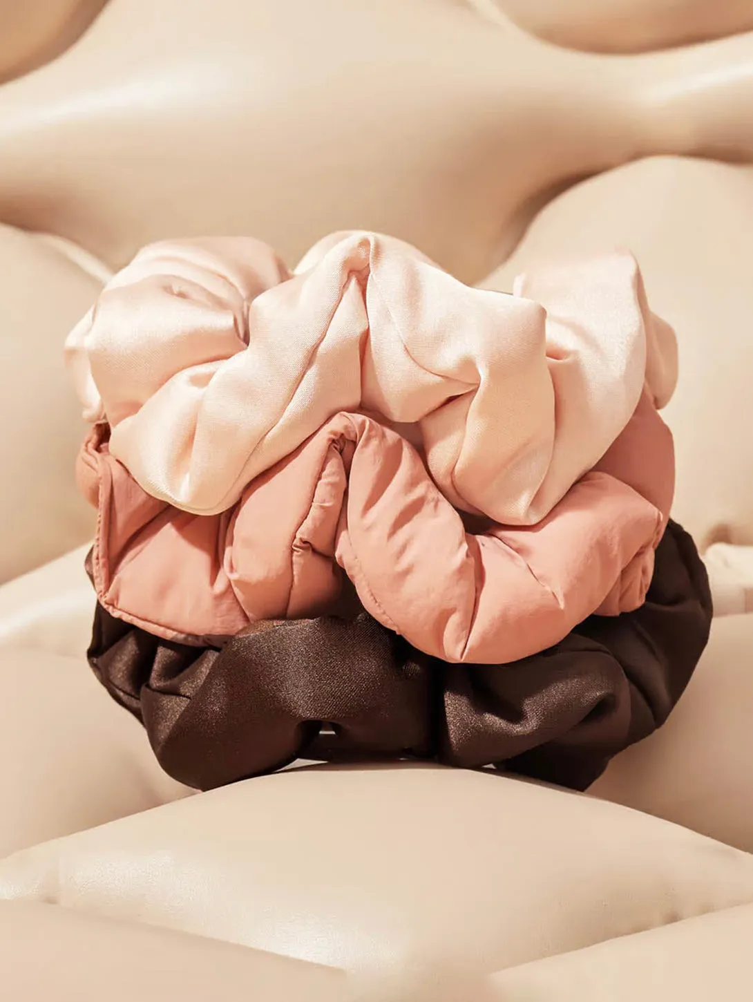 Rosewood Recycled Fabric Cloud Scrunchies