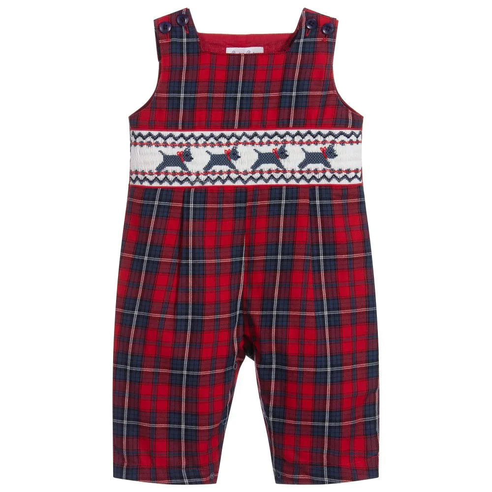 Baby Tartan Dungarees in Red