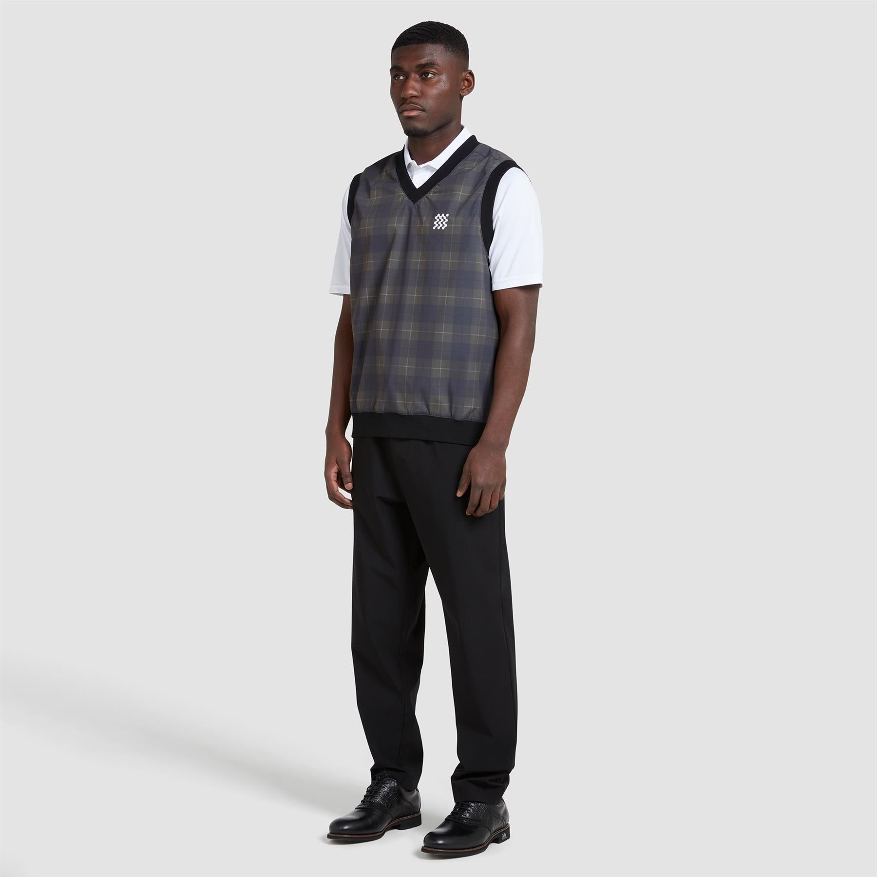 Reversible Black Check V-Neck Gilet SS24