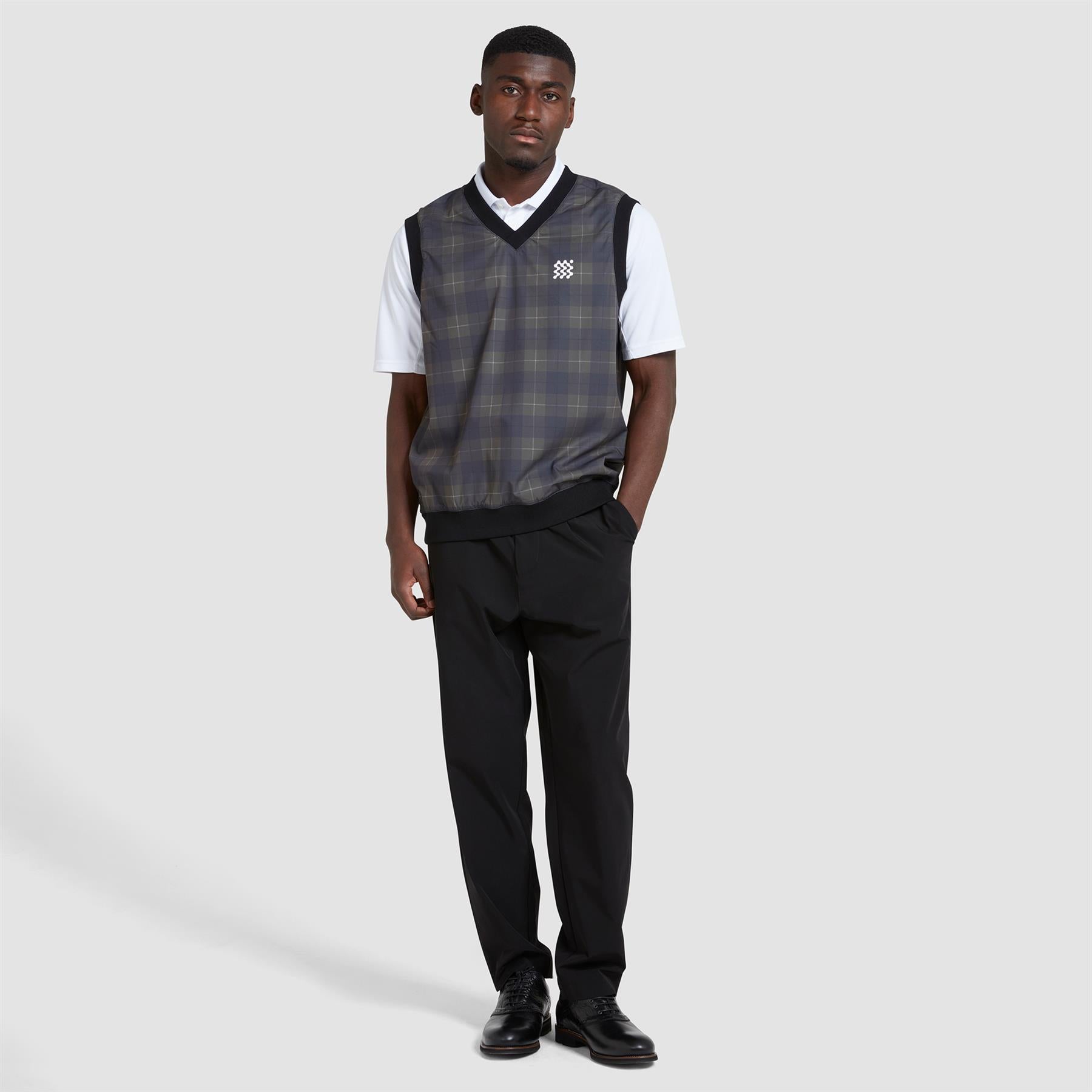 Reversible Black Check V-Neck Gilet SS24