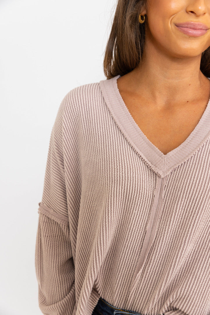 Ribbed Vneck T-shirt