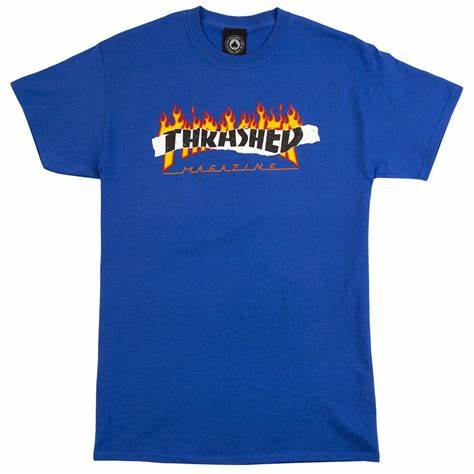 RIPPED Royal Blue THRASHER T-SHIRT