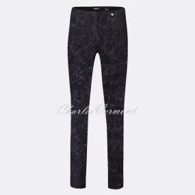 Robell Rose Full Length Super-Slim Trouser 51673-54593-90 (Black/Purple Marble)