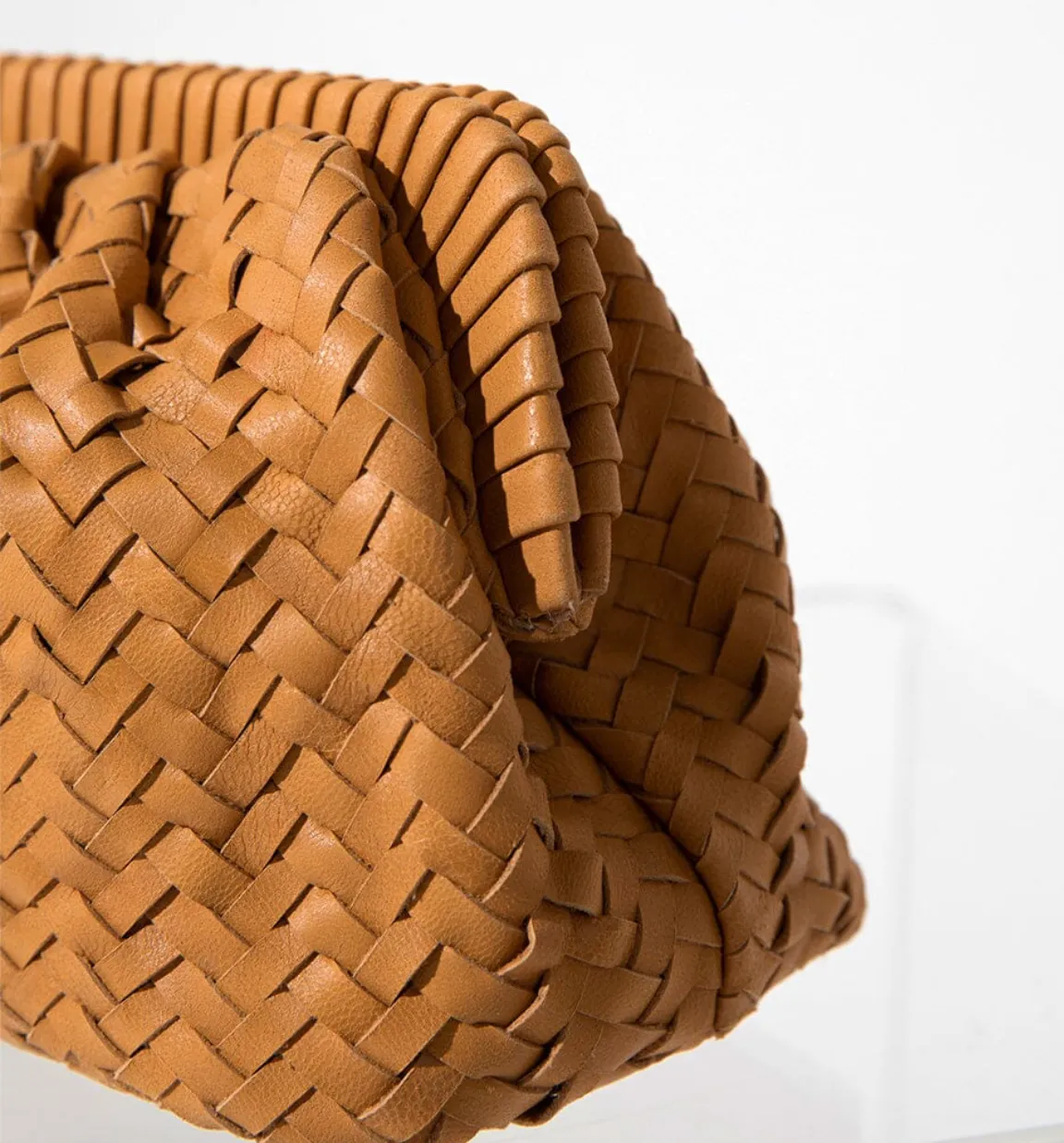 Rocco Camel Woven Clutch Bag