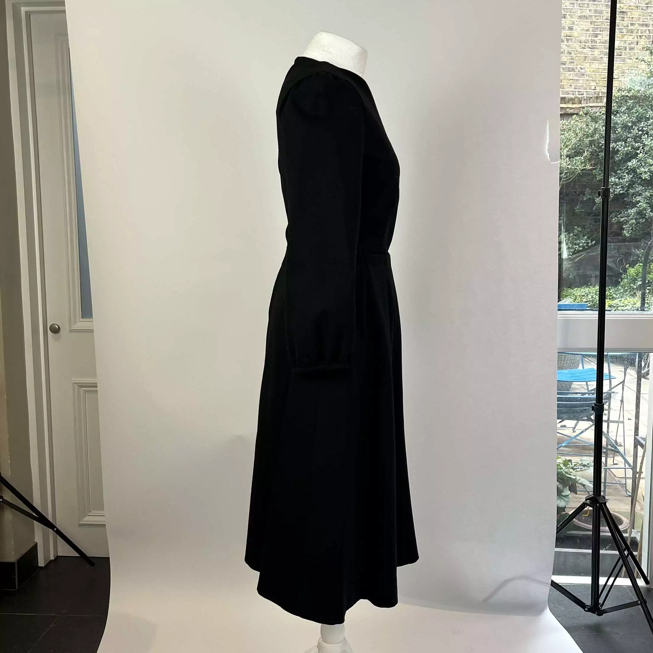 Rochas simple black flared midi dress XS