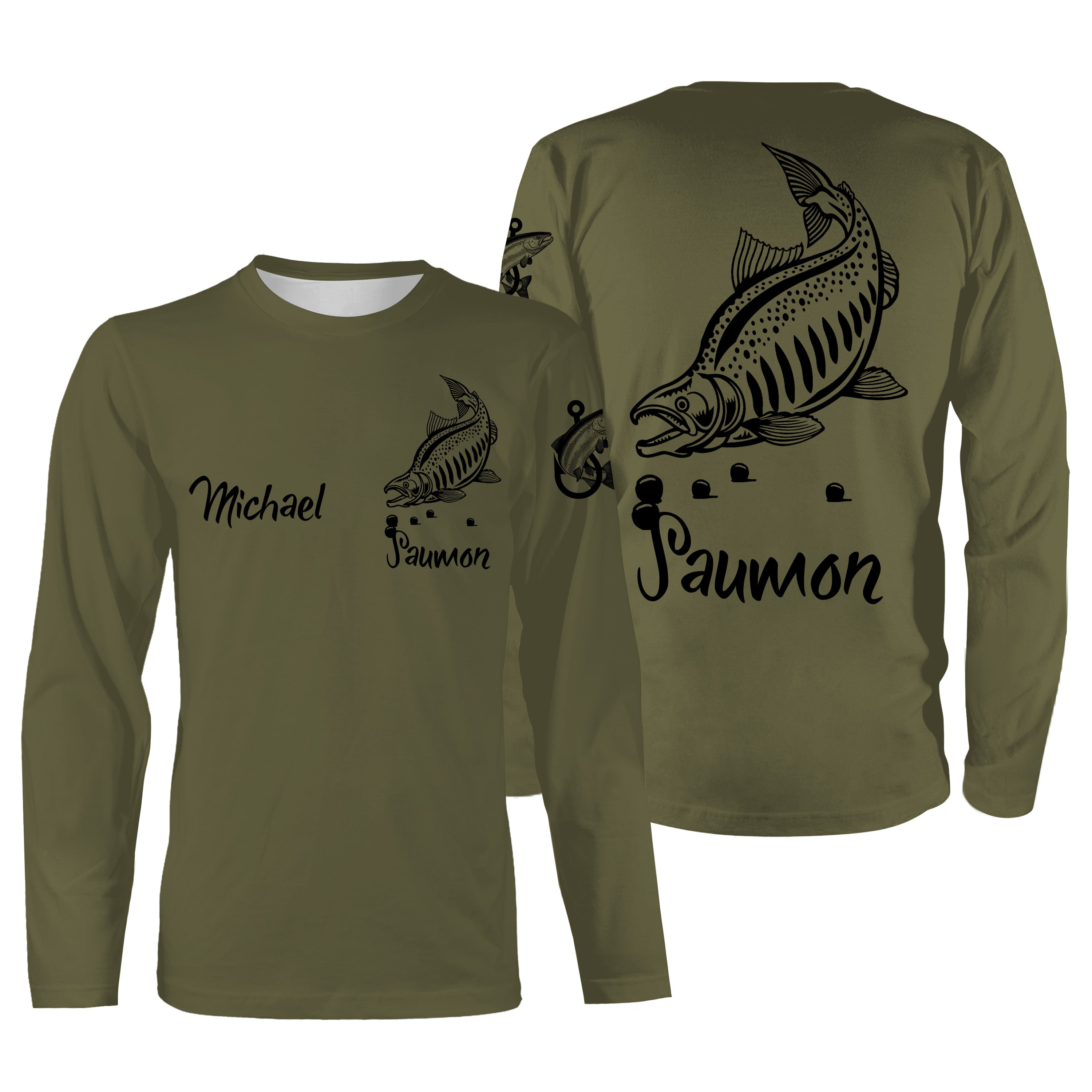 Salmon Fishing, Original Gift for Fisherman, T-Shirt, Hoodie, UV-Resistant Clothing, Personalized Fishing Gift - CTS1