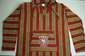 San Francisco 49ers Mexican Poncho Hoodie with Vintage Drug Rug and Team Logo