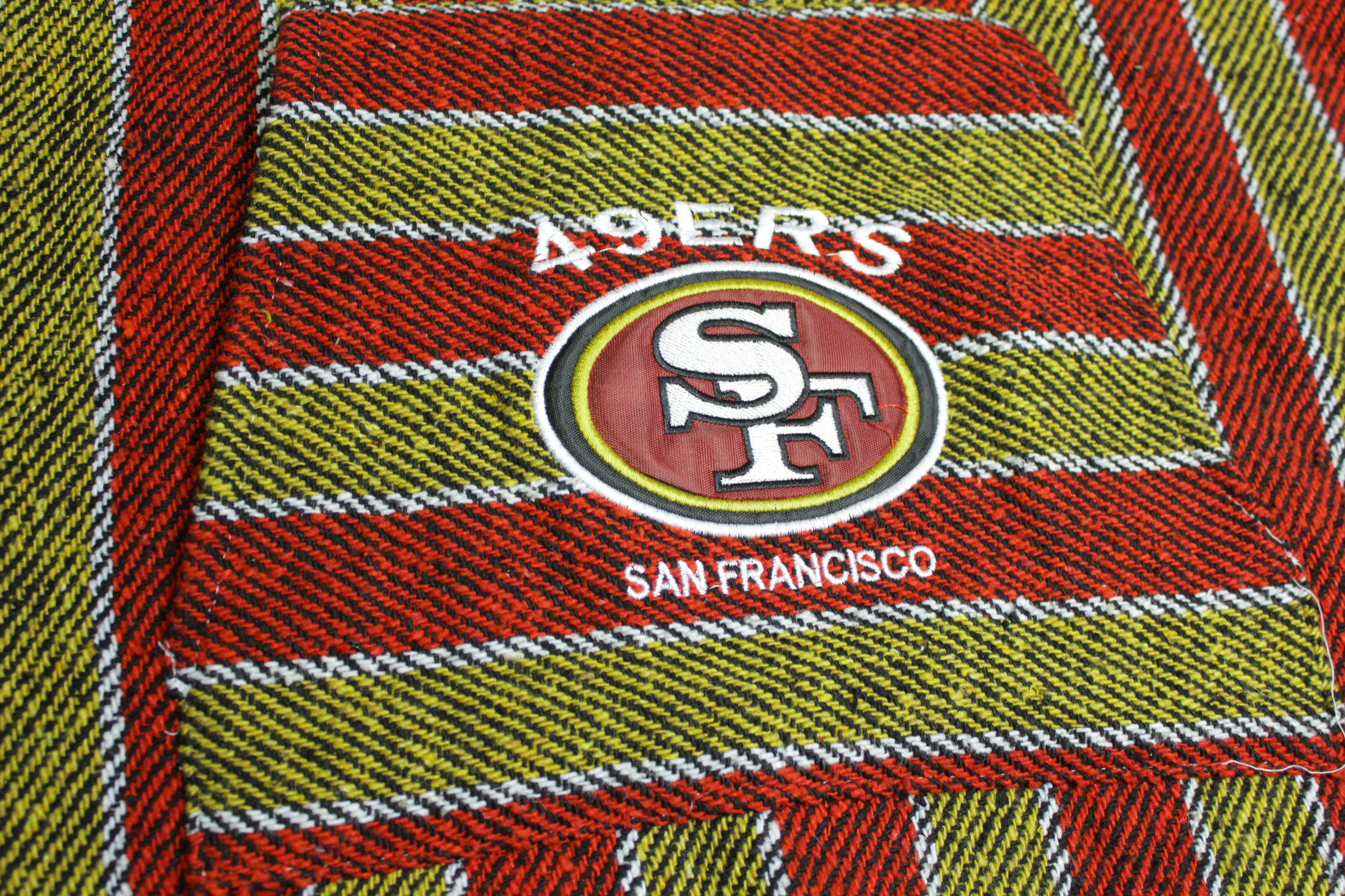 San Francisco 49ers Mexican Poncho Hoodie with Vintage Drug Rug and Team Logo