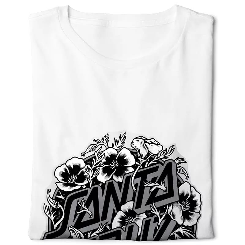 Santa Cruz California Poppy - White Basic T-shirt with Digital Graphics