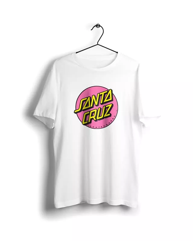 Santa Cruz pink - Basic White T-shirt with Digital Graphics