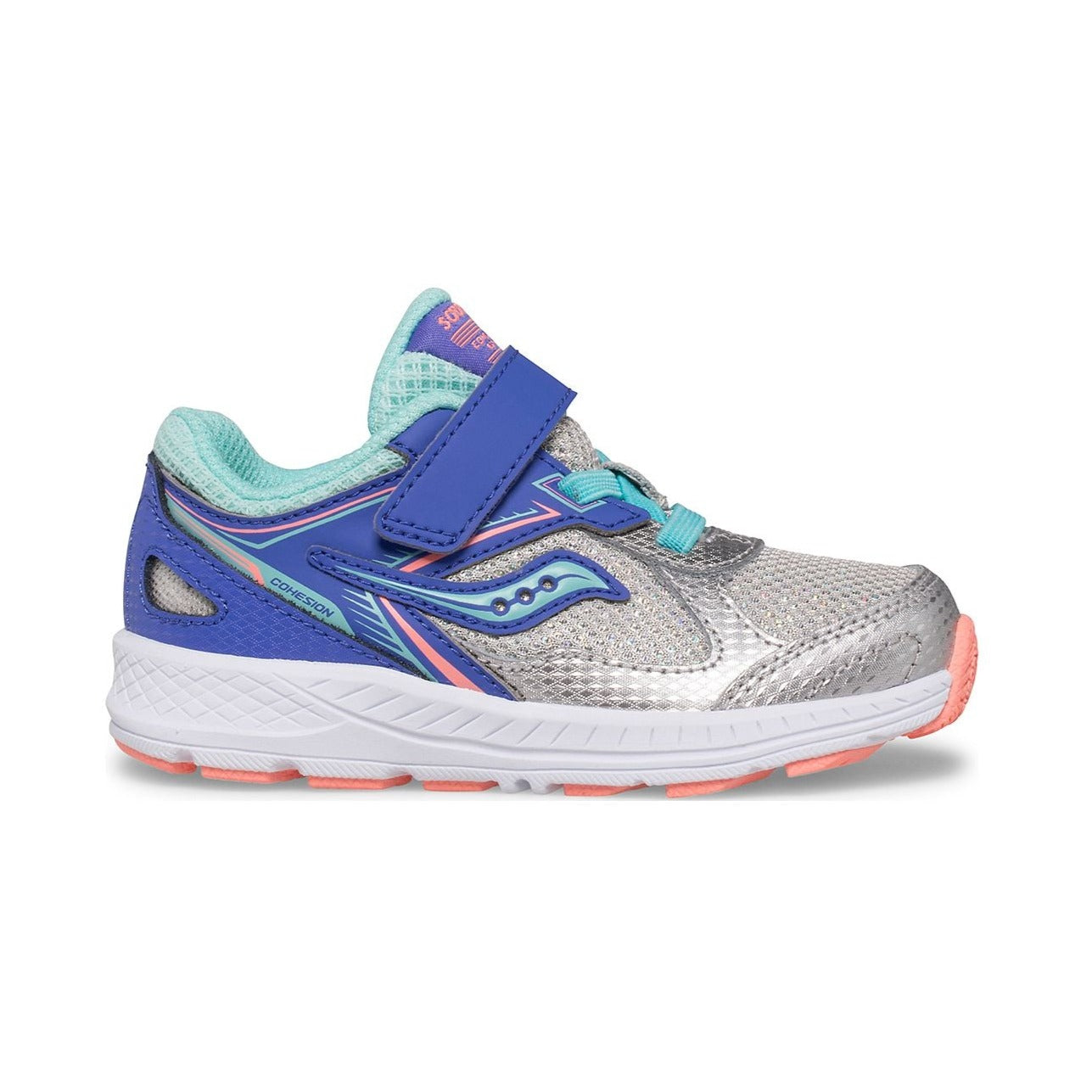 Saucony Children's Sneaker - Silver/Periwinkle/Turquoise Cohesion 14 A/C.