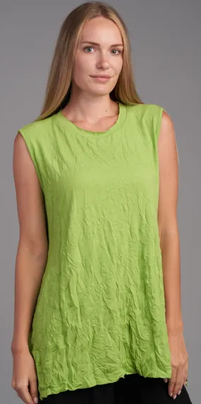 Shana Green Crinkle Sleeveless Flare Top - Fashionable Women's Top