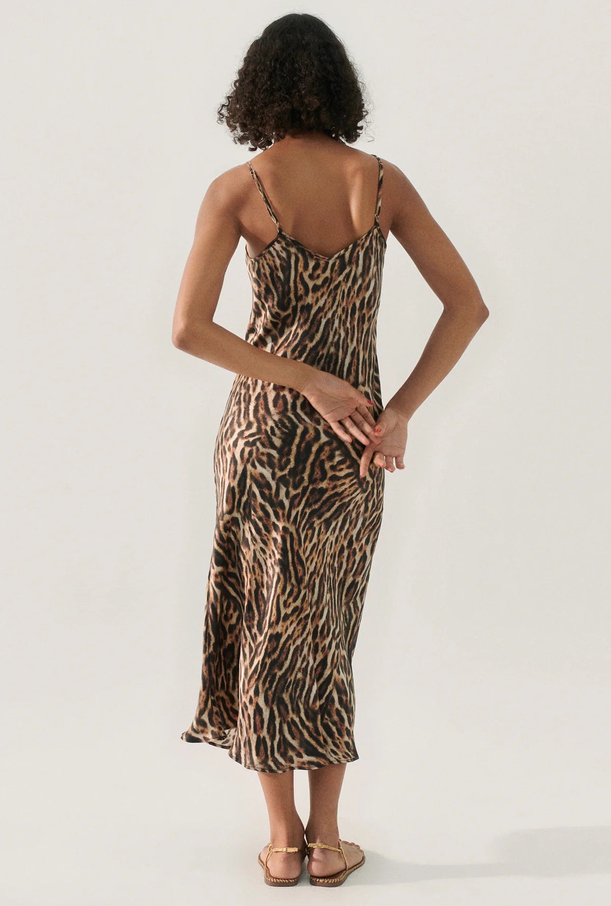 Silk Laundry slip dress - leopard print.