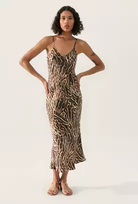 Silk Laundry slip dress - leopard print.