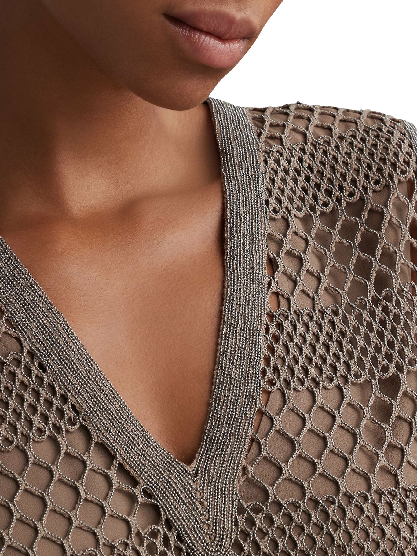 silk vest with open-knit design