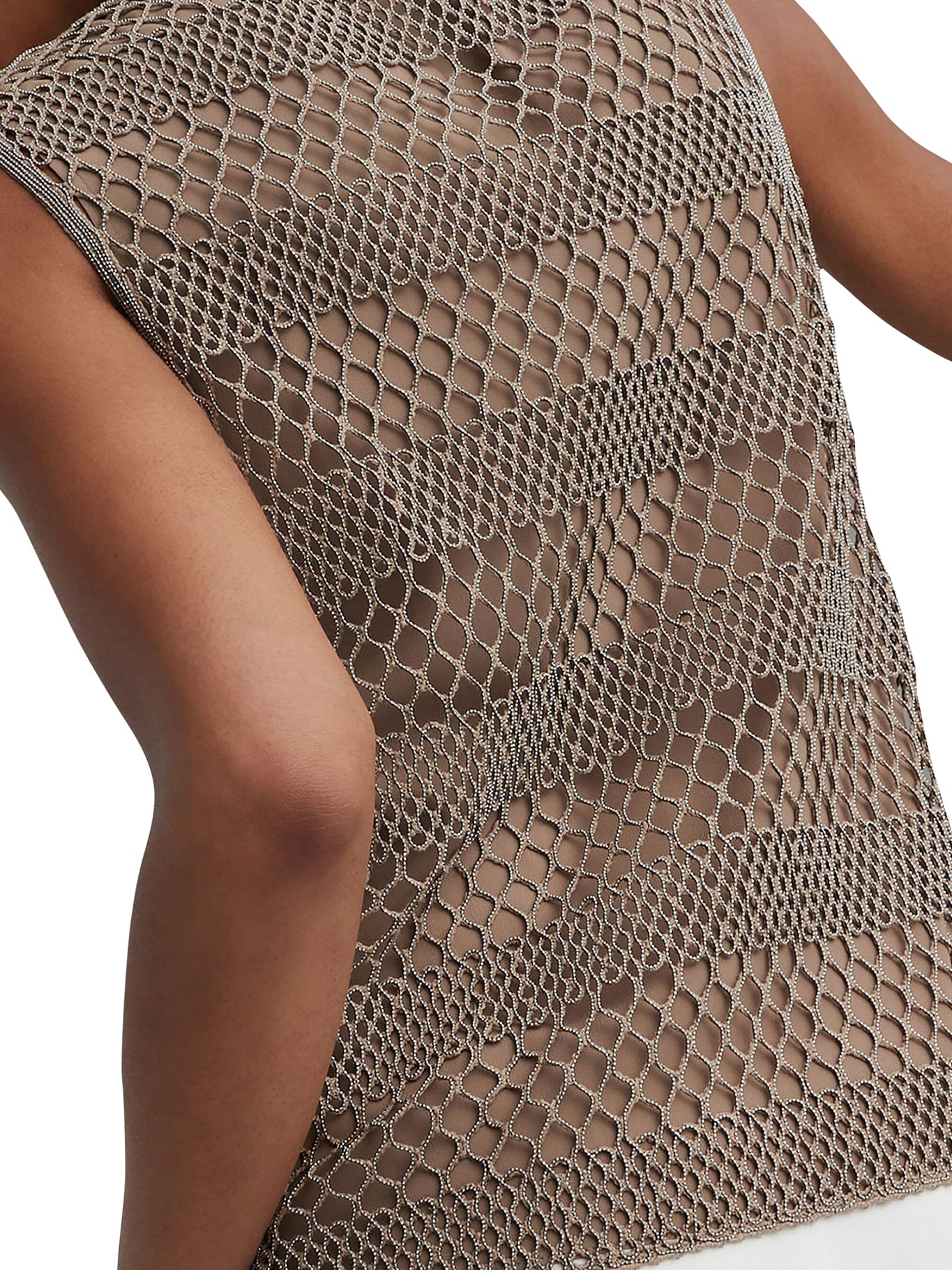 silk vest with open-knit design