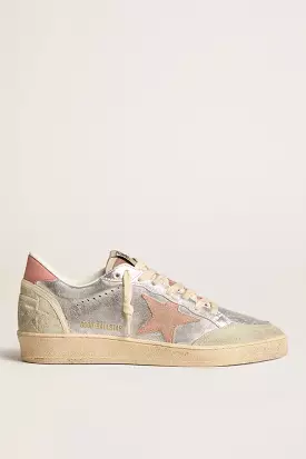 Silver Sneaker with Pink Trim