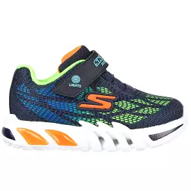 Skechers Navy Multi Flex-Glow Elite Vorlo Toddler Sneaker.