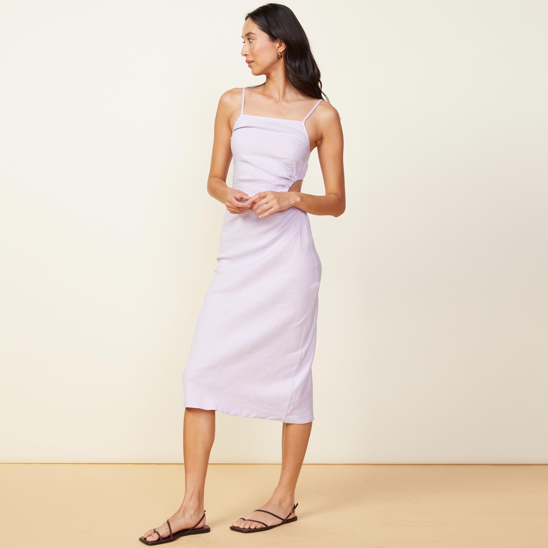 Slip dress in linen fabric