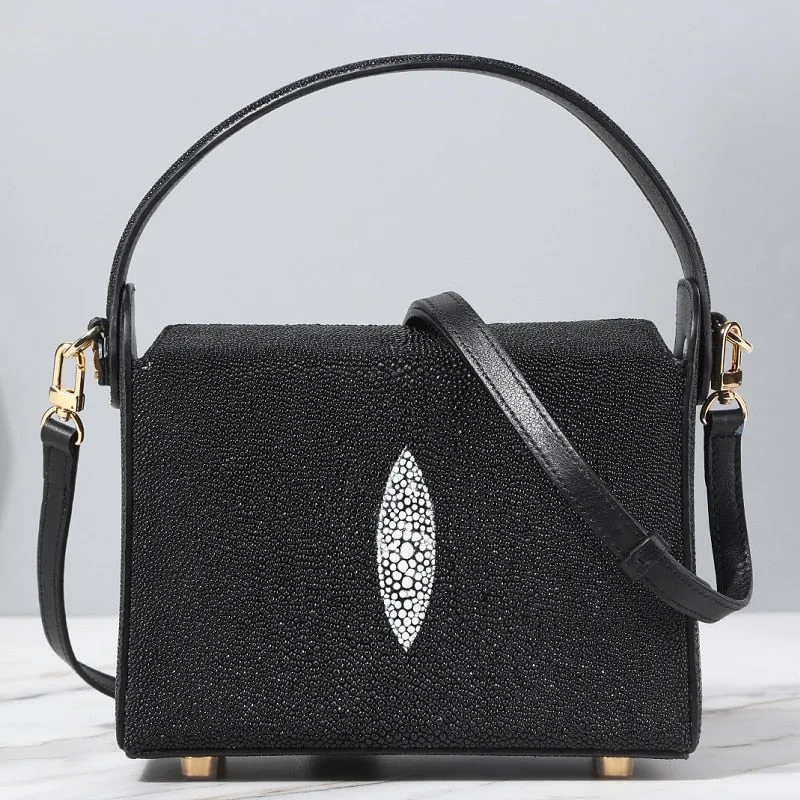 Small Pearl Fish Skin Shoulder Messenger Handbag for Women