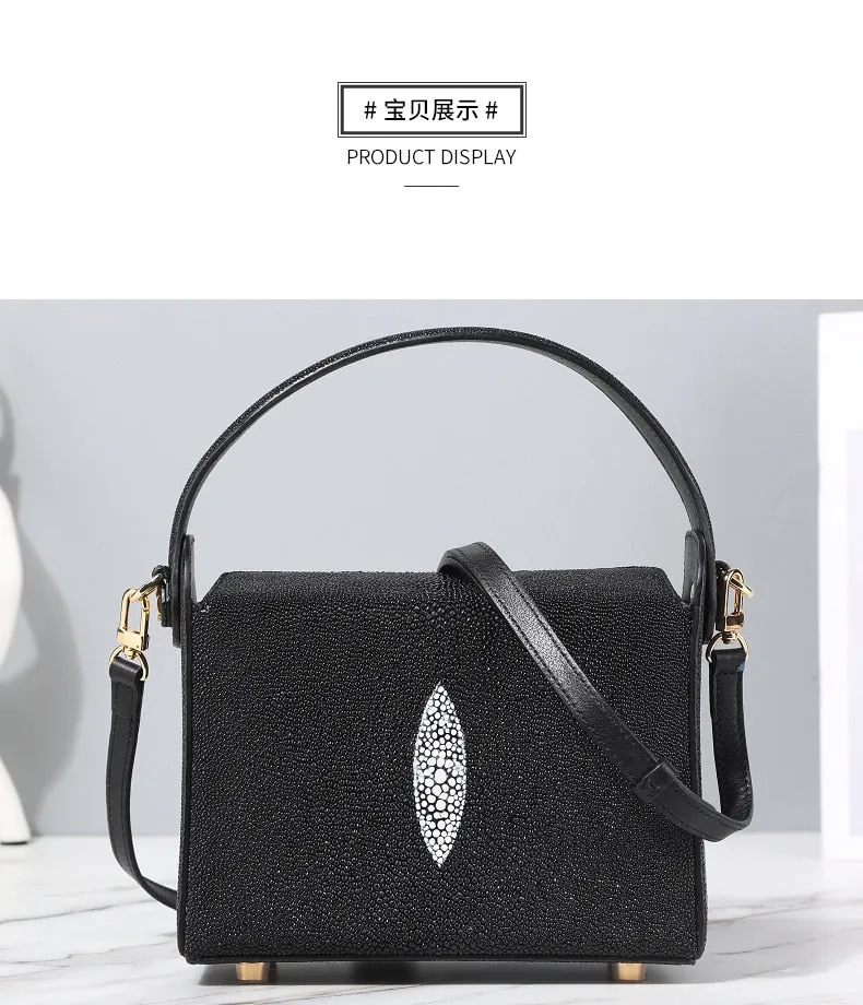 Small Pearl Fish Skin Shoulder Messenger Handbag for Women