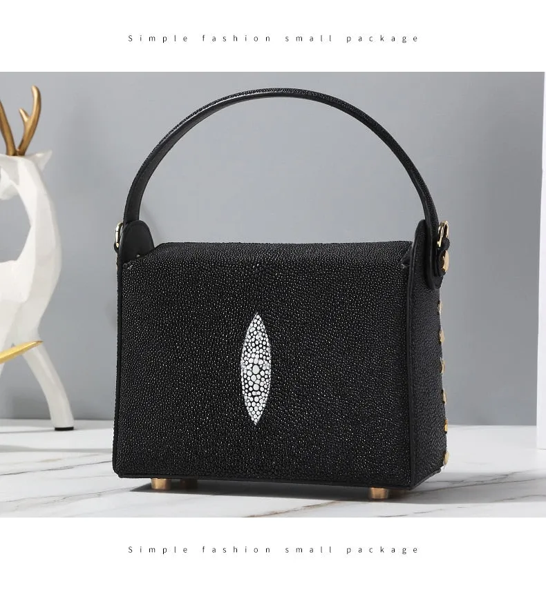 Small Pearl Fish Skin Shoulder Messenger Handbag for Women