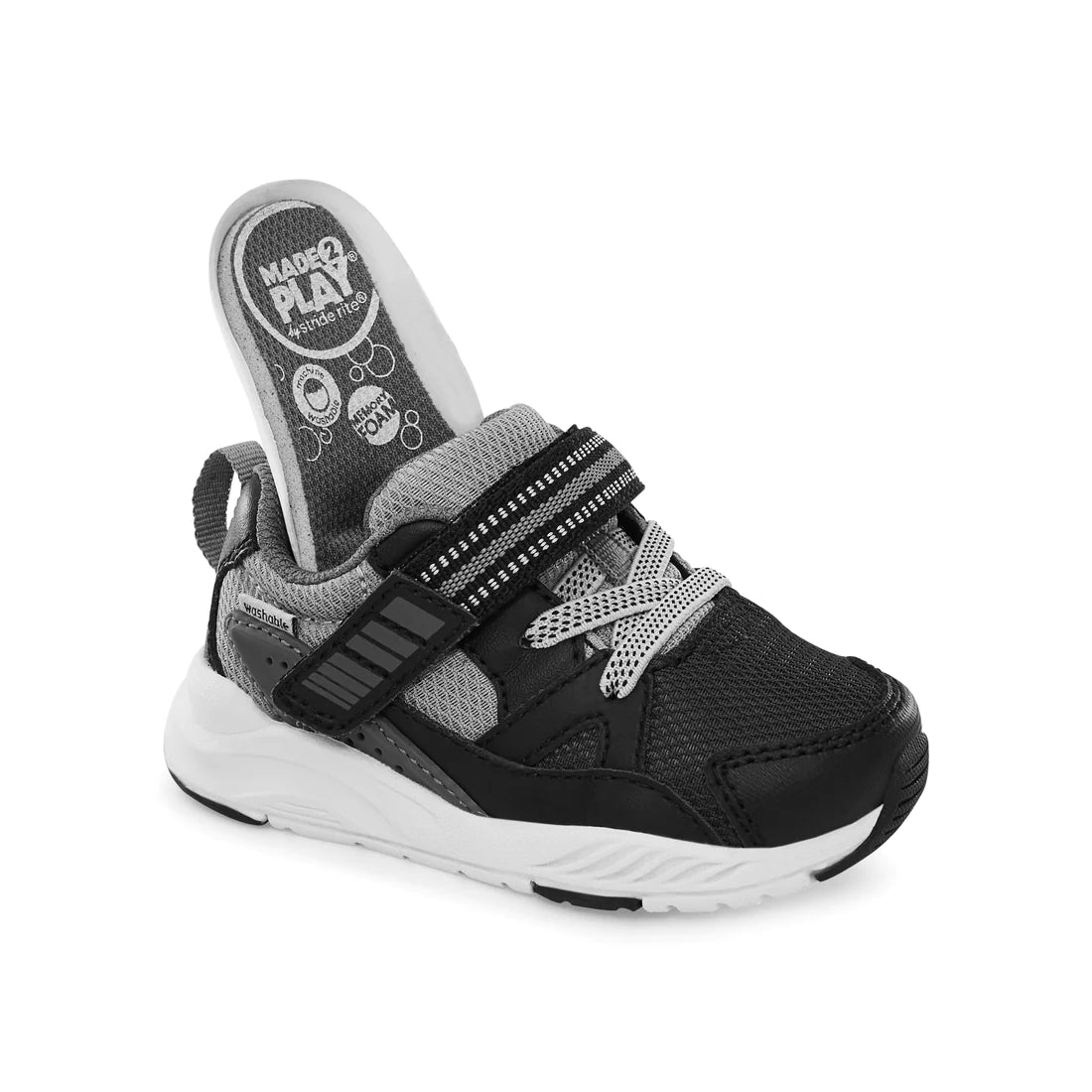 Stride Rite Black M2P Journey 2 Adaptable Kids Shoe