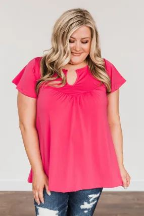 Strive For Excellence Notch Top- Fuchsia